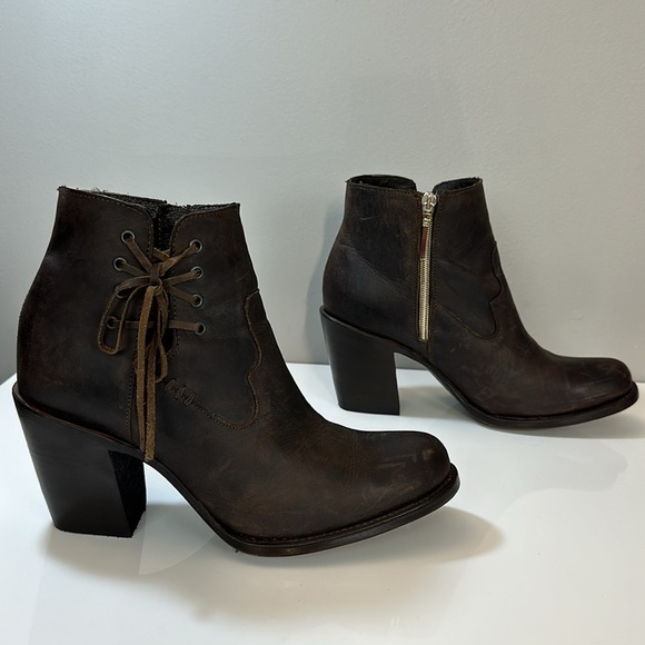 Redhawk Boot Co.Amy Leather Side Lace Ankle Boots 9 Cottagecore Prairie Western - Picture 2 of 16